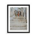 Plakat w ramie 40x50 - Schody we Włoskim Miasteczku - schody, śródziemnomorskie miasteczko - rama czarna