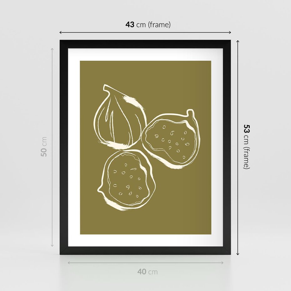 Plakat w ramie 40x50 - Podróżne Barwy - figi, minimalistyczny styl - rama czarna