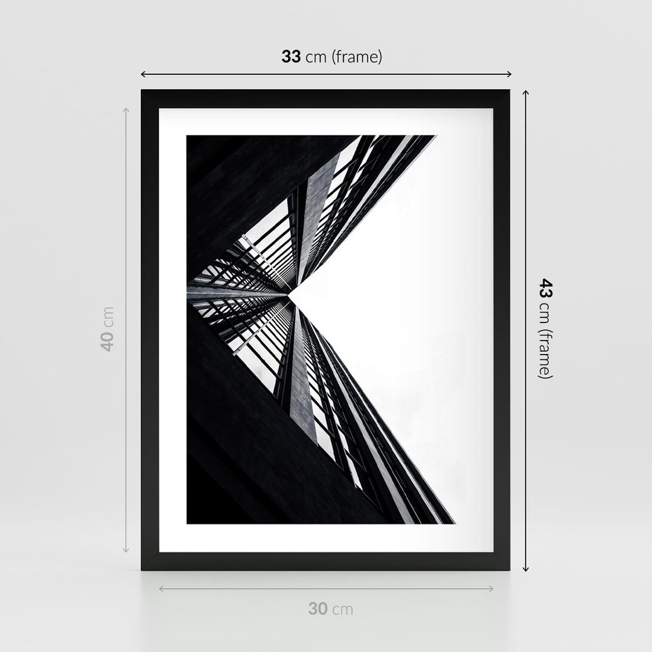 Plakat w ramie 30x40 - Nowoczesność w Linii - architektura, proste linie - rama czarna