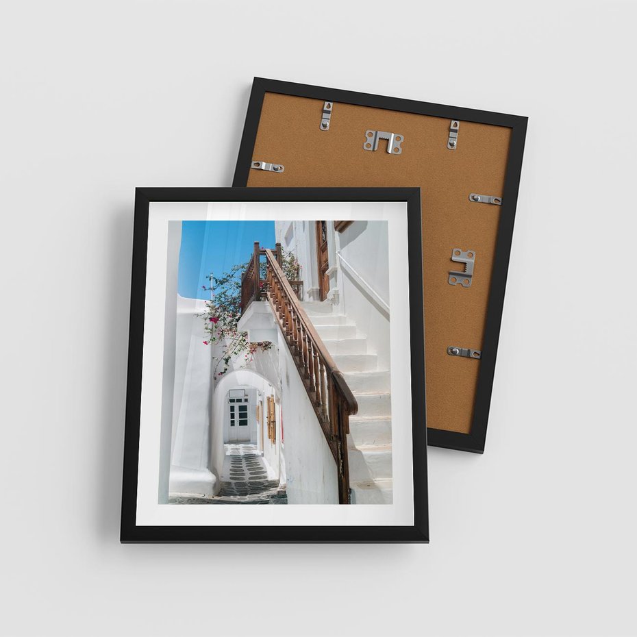 Plakat w ramie 40x50 - Schody Uliczką W dół - schody, uliczka - rama czarna