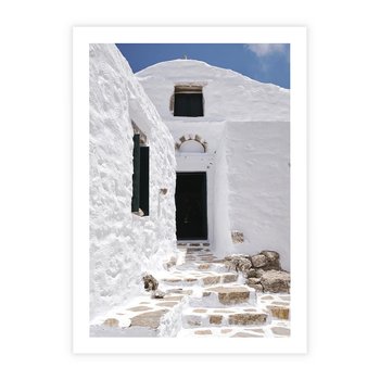 Plakat bez ramy 50x70 - Santorini - Grecja błękitem malowana - Santorini, Grecja