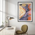 Plakat bez ramy 21x30 - Pokreślony Świat - abstrakcyjne formy, odcienie pomarańczu i fioletu