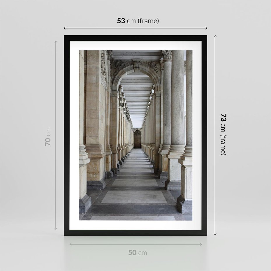 Plakat w ramie 50x70 - Uroki Kolumn - kolumny, architektura - rama czarna