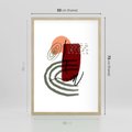 Plakat w ramie 50x70 - Boho Raj - abstrakcyjna sztuka, boho kształty - rama drewno