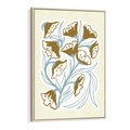 Obraz w ramie 50x70 - Wibracje Widzenia - abstrakcyjne beżowe kwiaty, elegancka kompozycja - rama drewno