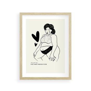 Plakat w ramie 50x70 - Wyrażenie Piękna - rysunek, sztuka nowoczesna - rama drewno
