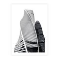 Plakat bez ramy 21x30 - Wieżowce z Falistymi Kształtami - nowoczesne wieżowce, czarno biała fotografia