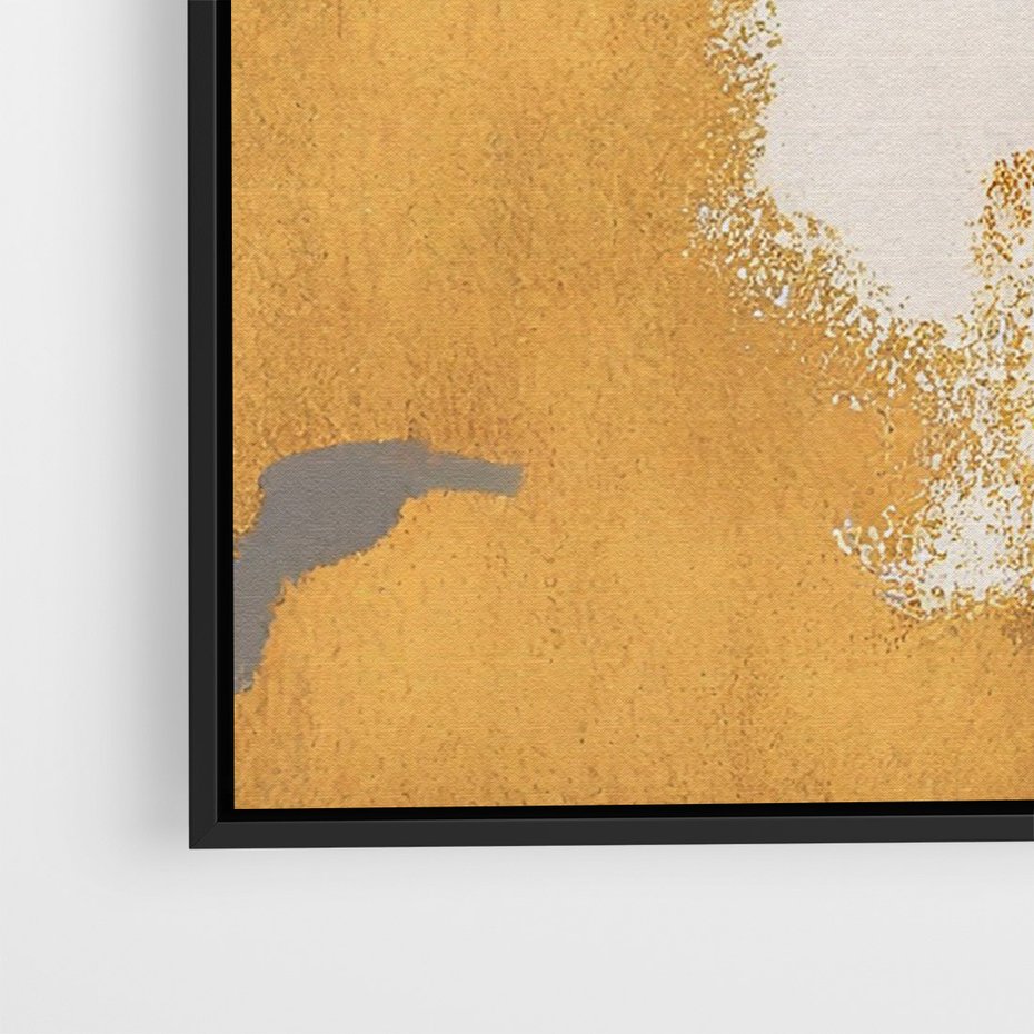 Obraz w ramie 50x70 - Złote Maźnięcia Pędzla - złota abstrakcja, plamy - rama czarna