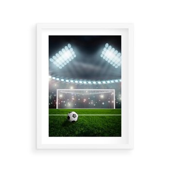 Plakat w ramie 50x70 - Strzał do bramki - piłka, nożna - rama biała