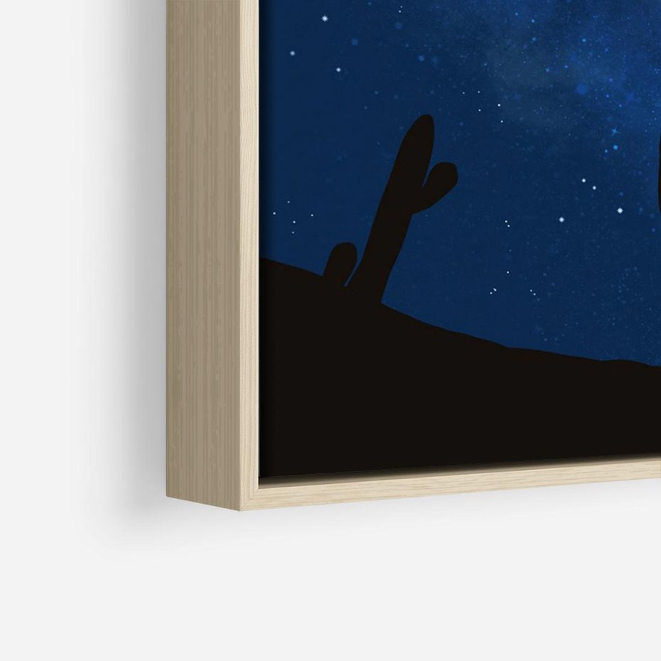 Obraz w ramie 100x70 - Nocne Tajemnice Pustyni - gwieździsta noc, granatowe niebo - rama drewno