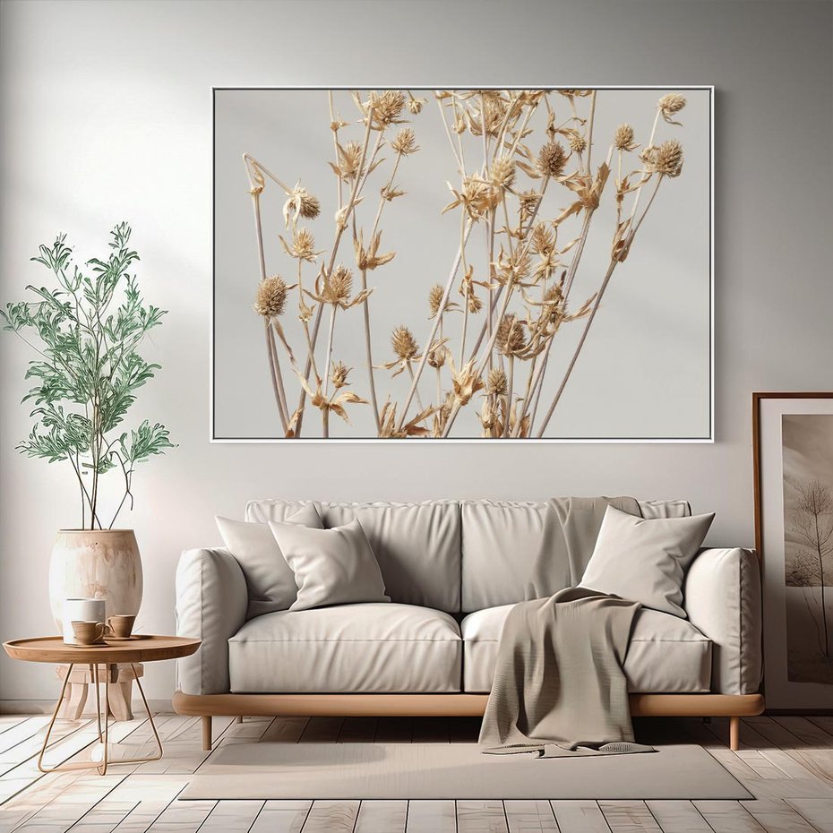 Obraz w ramie 120x80 - Delikatne gipsówki - gipsówka, suche - rama biała