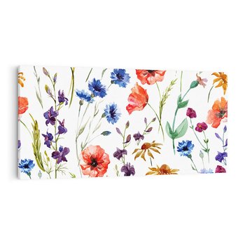 Obraz na płótnie 120x60 - Kwiatowe radości na łące - kwiaty, łączka