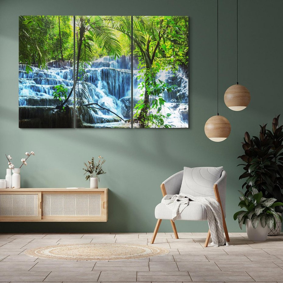 Obraz na płótnie 120x80 - Meksykański wodospad w lesie - wodospad, las