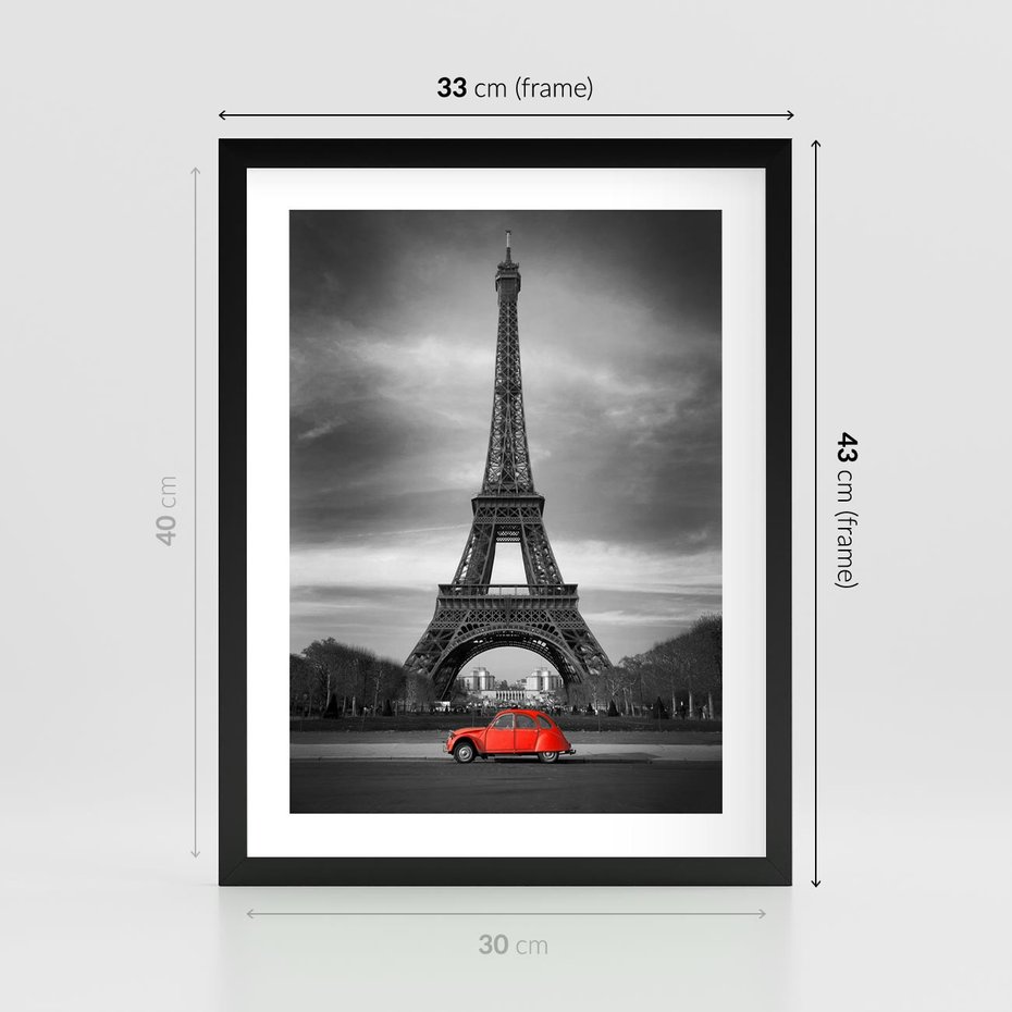 Plakat w ramie 30x40 - Elegancja Wieży - wieża, Eiffla - rama czarna