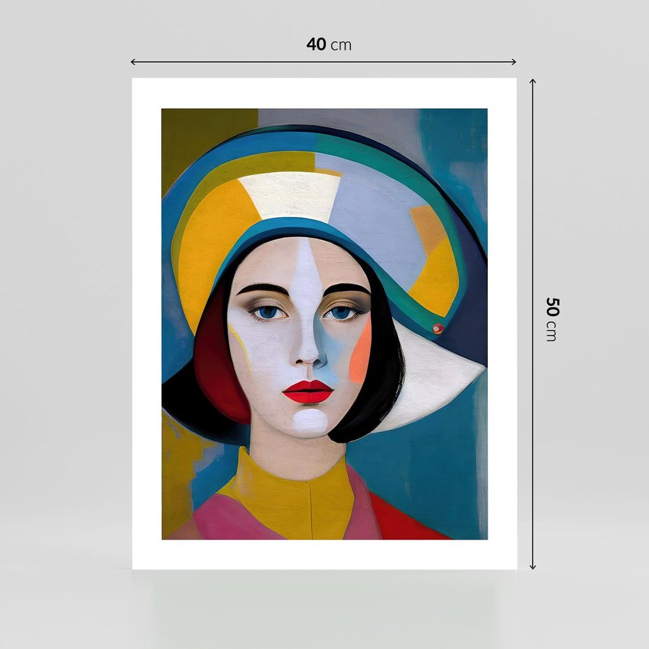 Plakat bez ramy 40x50 - Kształtujące Widzenia - abstrakcyjny obraz olejny, portret twarzy kobiety