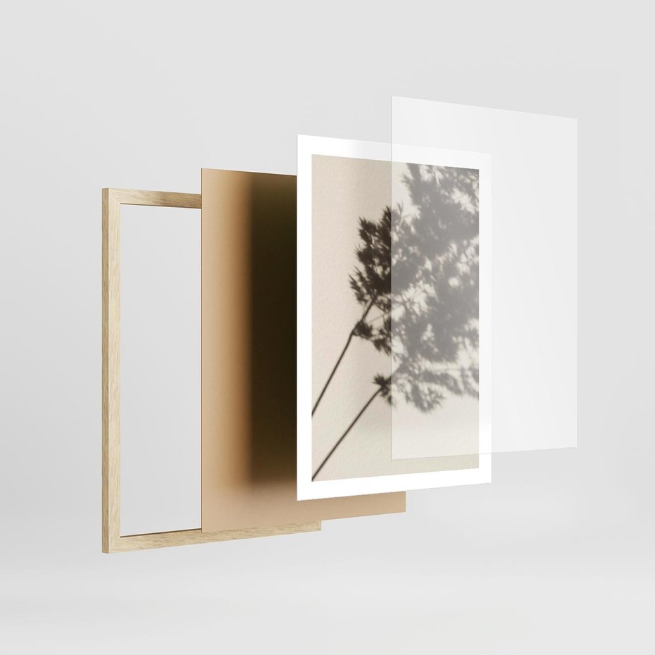 Plakat w ramie 50x70 - Tajemniczy Cień Traw - cień traw, na ścianie - rama drewno