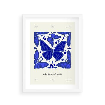 Plakat w ramie 30x40 - Wibracje Wnętrza - nowoczesny plakat, odcienie błękitu - rama biała