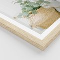 Plakat w ramie 40x50 - Eukaliptusowa Świeżość - eukaliptus, liście w koszu z wikliny - rama drewno