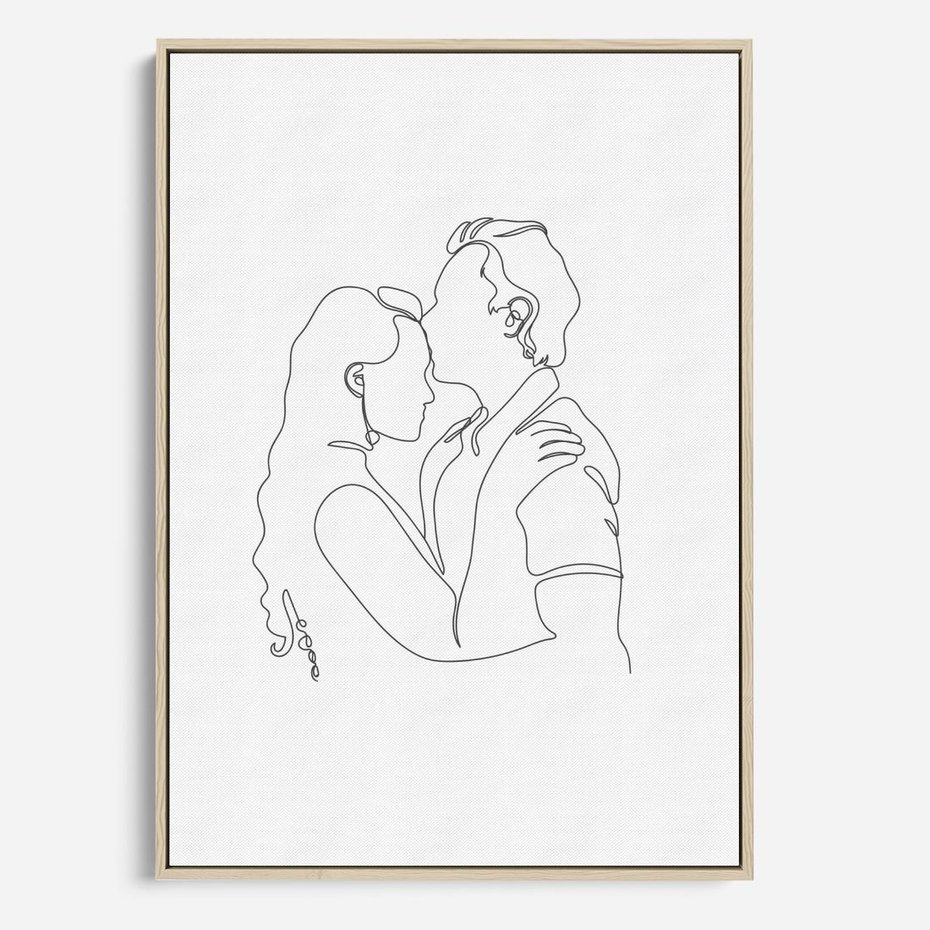 Obraz w ramie 50x70 - Wewnętrzne Emocje - para zakochanych, kobieta i mężczyzna - rama drewno