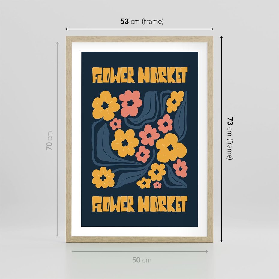 Plakat w ramie 50x70 - Impulsy Rozkwitu - plakat, granatowe tło - rama drewno