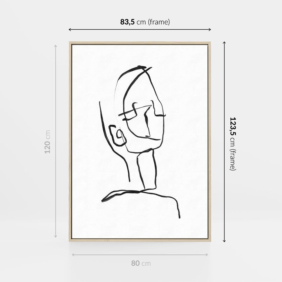 Obraz w ramie 80x120 - Migotliwe Widzenia - szkic twarzy, minimalistyczny niewyraźny - rama drewno