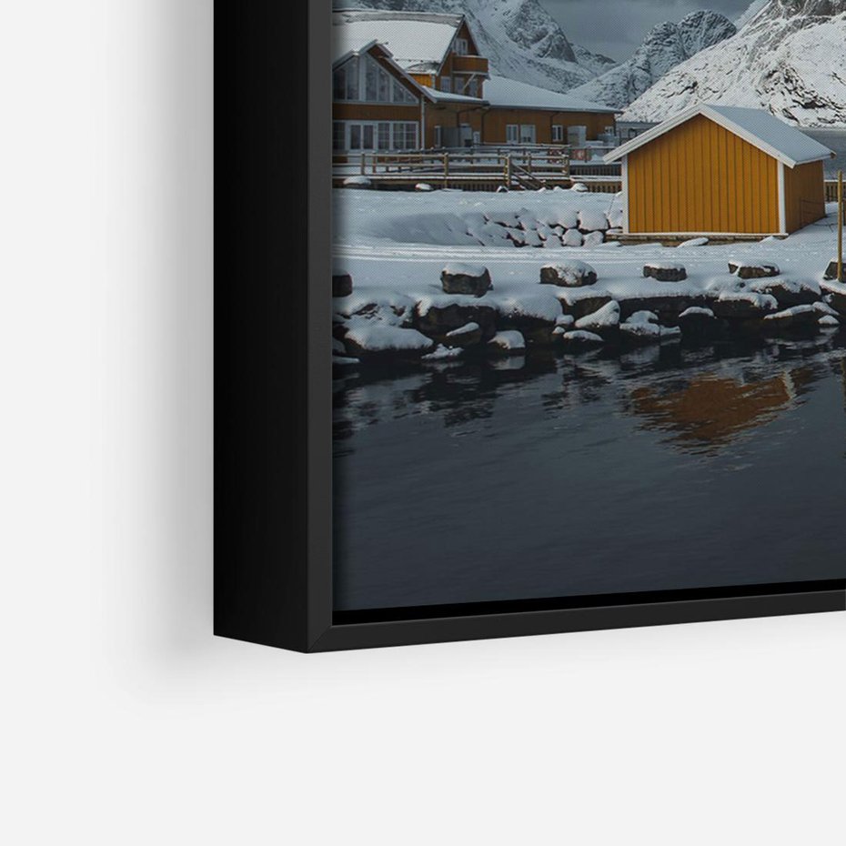 Obraz w ramie 100x70 - Minimalizm i Urok Natury - skandynawskie, domki - rama czarna