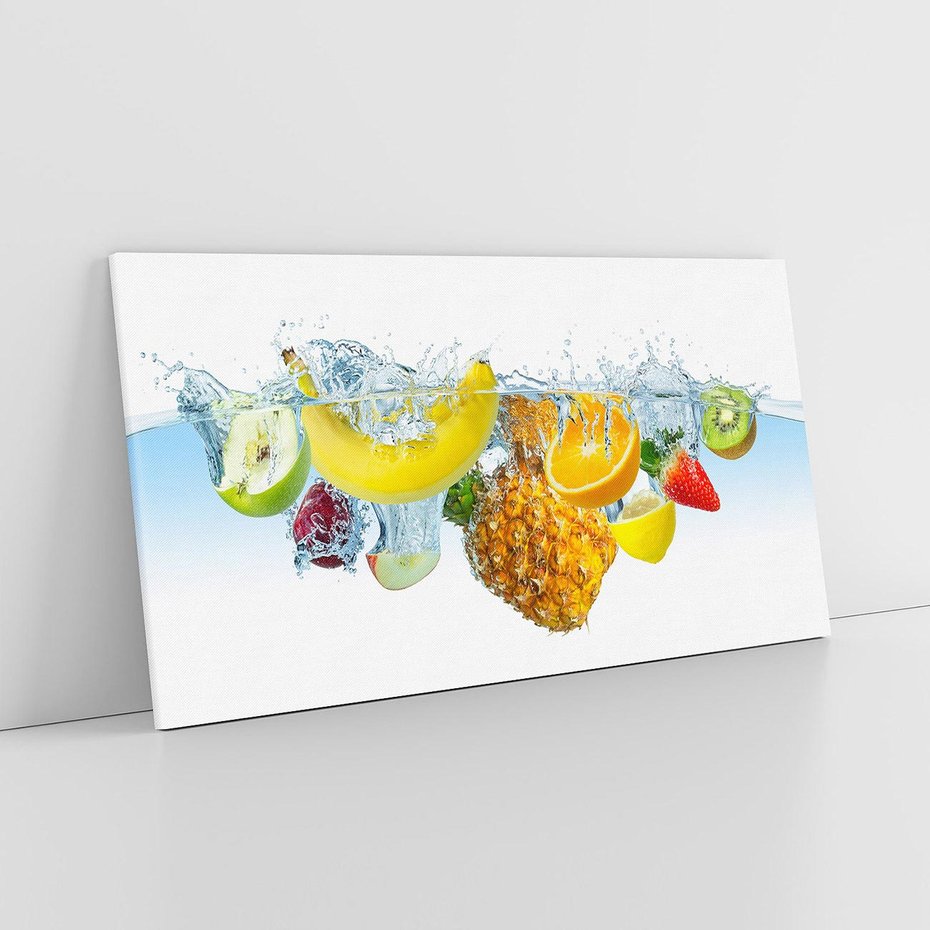 Obraz na płótnie 120x60 - Owoce w tropikalnym klimacie - owoce, woda