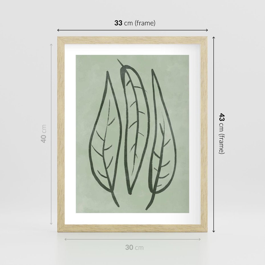 Plakat w ramie 30x40 - Energetyczne Ekspresje Natury - zielony plakat, roślinne motywy - rama drewno