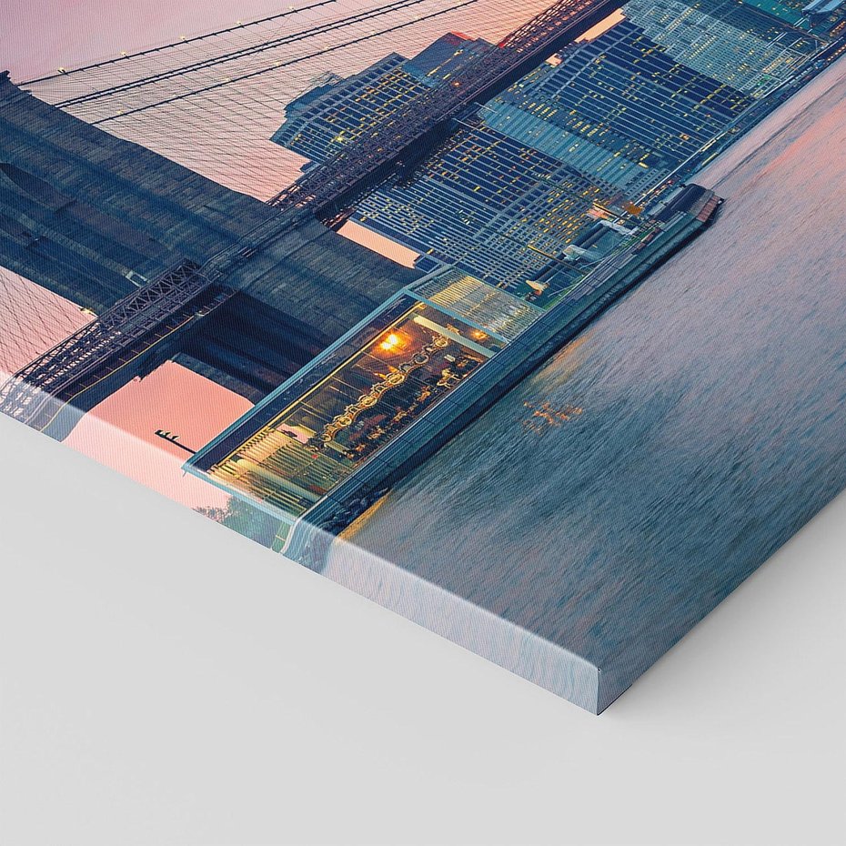 Obraz na płótnie 150x50 - Zachód słońca na moście w Nowym Jorku - zachód, słońca