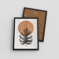 Plakat w ramie 30x40 - Natura a Sztuka - liść monstery, czarna grafika - rama czarna