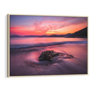 Obraz w ramie 120x80 - Zaklęty Zachód - magiczny zachód słońca, fioletowe - rama drewno