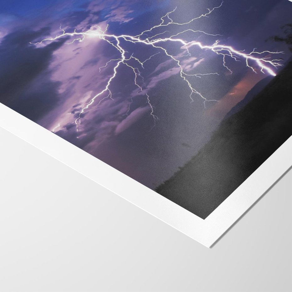 Plakat bez ramy 40x50 - Burza z błyskawicami nad horyzontem - burza, błyskawica