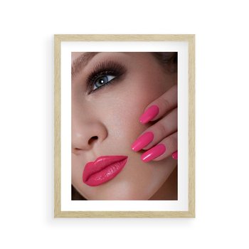 Plakat w ramie 50x70 - Usta, manicure, spa: kobieca harmonia - usta, manicure - rama drewno