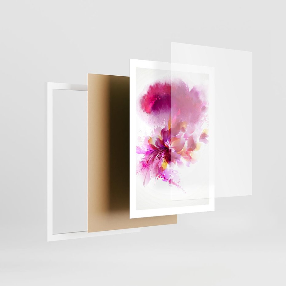 Plakat w ramie 50x70 - Kwiaty abstrakcji - abstrakcja, kwiaty - rama biała