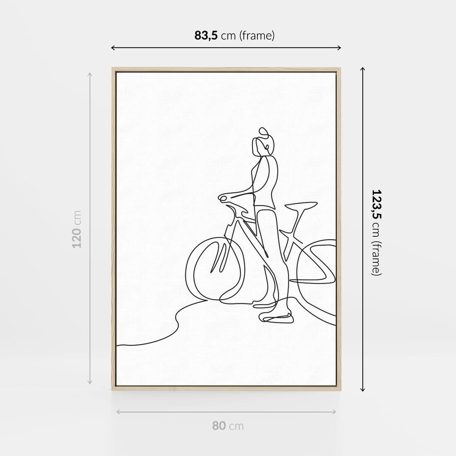 Obraz w ramie 80x120 - Minimalistyczna Przejażdżka - szkic, minimalizm - rama drewno