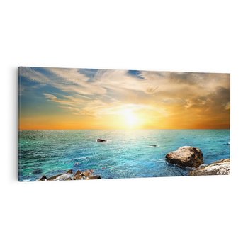 Obraz na płótnie 100x50 - Zachód słońca na plaży - plaża, zachód