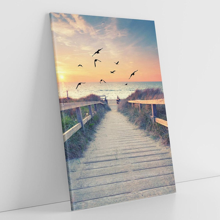 Obraz na płótnie 50x70 - Sielanka nad brzegiem - plaża, pomost