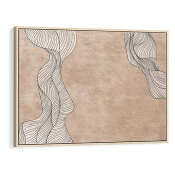 Obraz w ramie 120x80 - Symfonia uczuć i kształtów - delikatna kompozycja, falujące linie - rama drewno