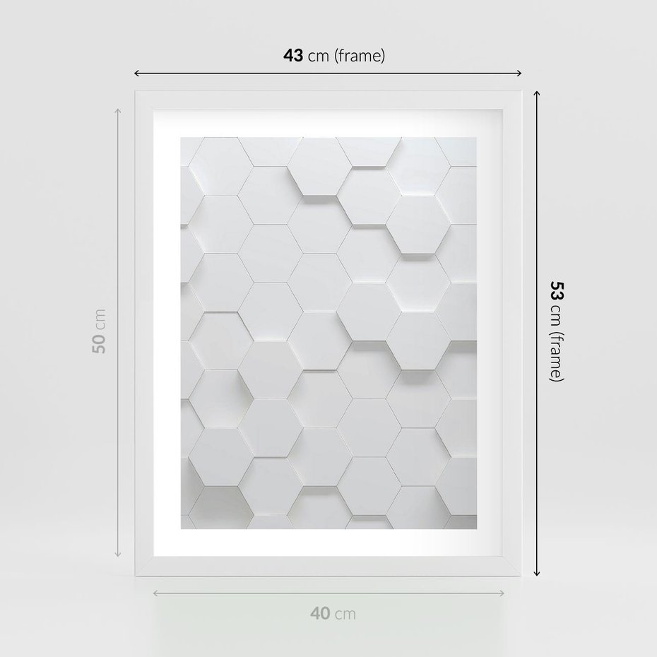 Plakat w ramie 40x50 - Intrygujący Wymiar - geometria, 3D - rama biała