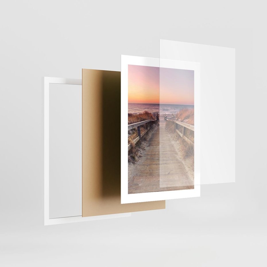 Plakat w ramie 30x40 - Spacer Wśród Przyboju - dróżka, morze - rama biała