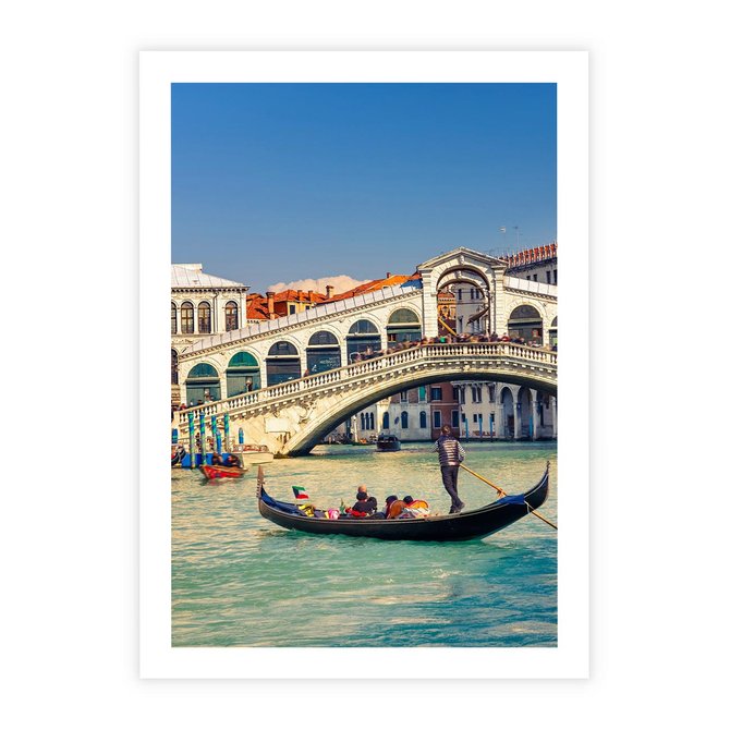 Plakat bez ramy 21x30 - Romantyczna przejażdżka gondolą w Wenecji - Wenecja, gondola