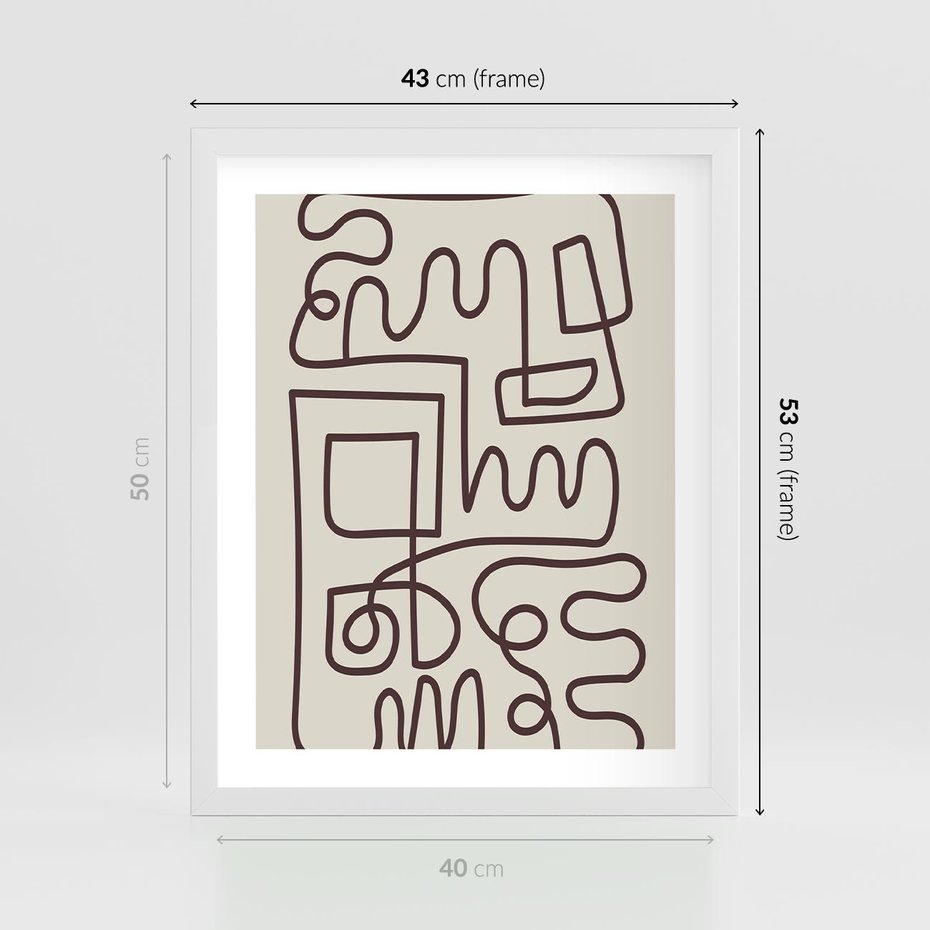 Plakat w ramie 40x50 - Etniczna Abstrakcja - nowoczesna boho grafika, abstrakcja - rama biała