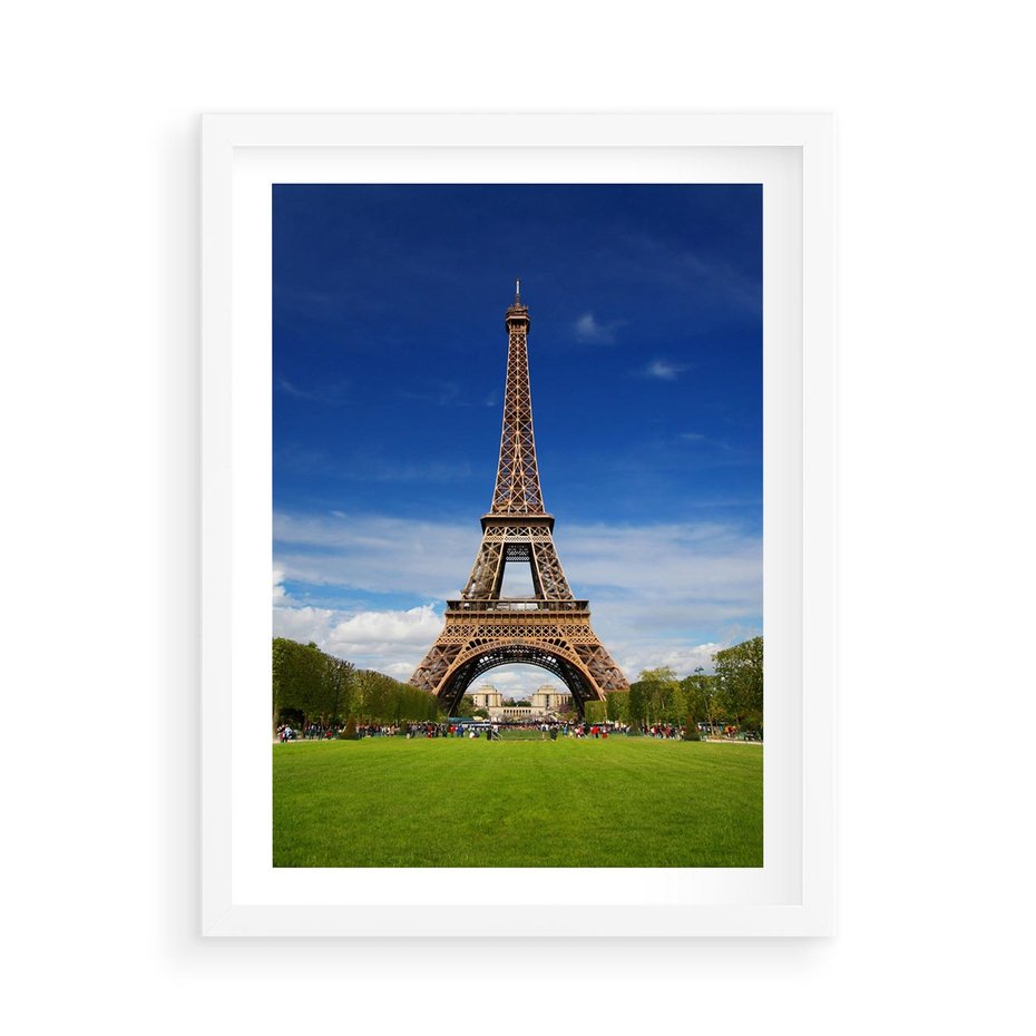 Plakat w ramie 50x70 - Eiffla: symbole Paryża - Eiffla, Paryż - rama biała