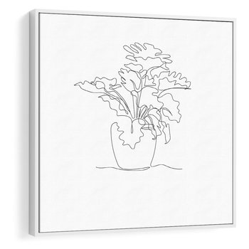 Obraz w ramie 80x80 - Rozkwitające Formy - szkic, minimalizm - rama biała