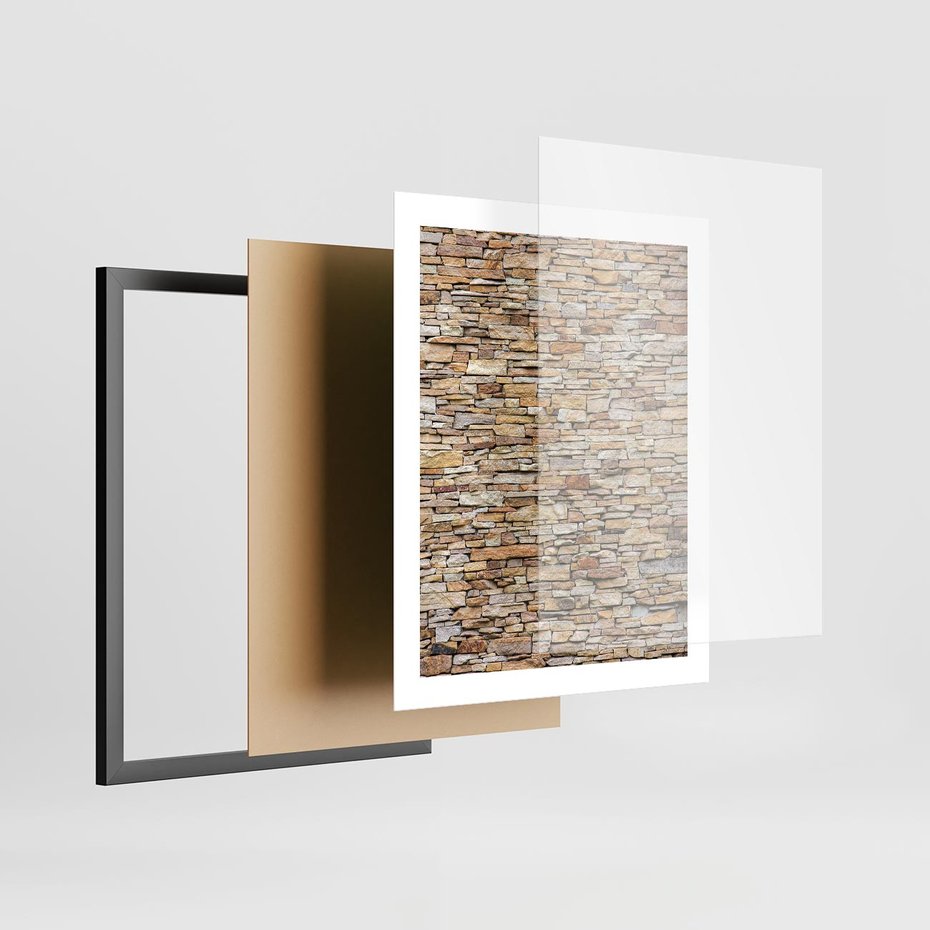 Plakat w ramie 40x50 - Mur z cegieł - surowa elegancja - mur, cegły - rama czarna