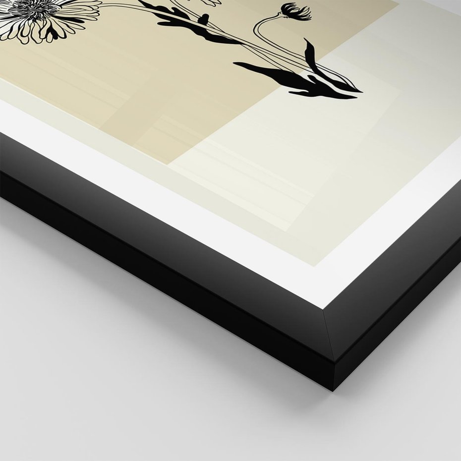 Plakat w ramie 40x50 - Kwiatowe Płótno - kwiaty, typografia - rama czarna