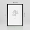 Plakat w ramie 50x70 - Tajemnicza Harmonia - sztuka one line, monstera - rama czarna