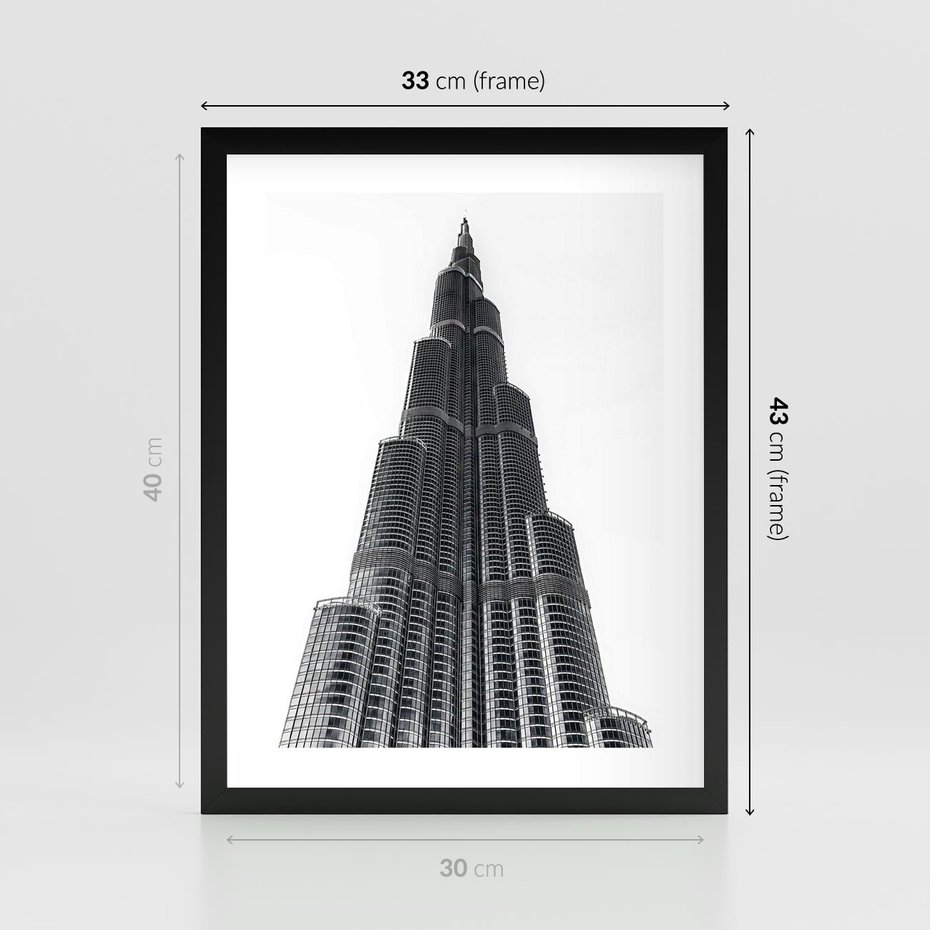 Plakat w ramie 30x40 - Wieżowiec w Monochromii - wieżowiec, architektura - rama czarna