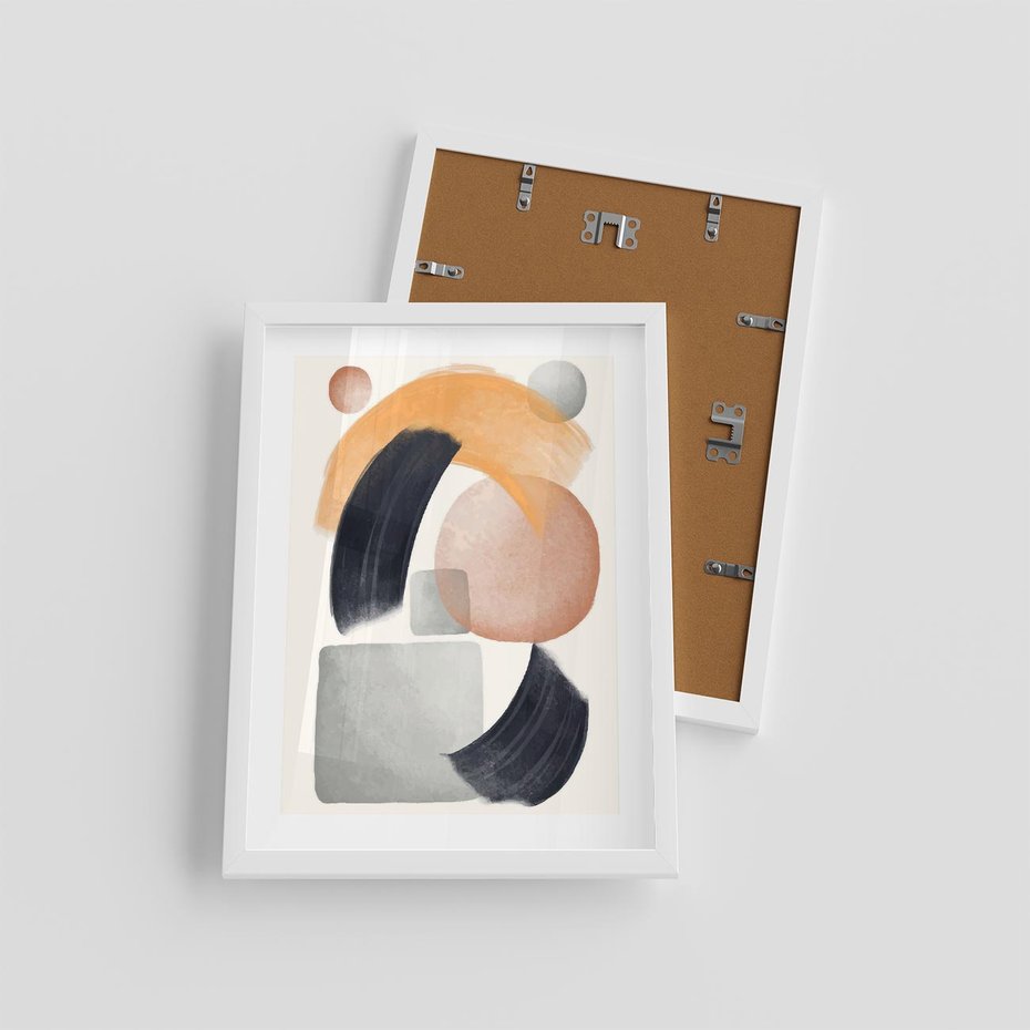 Plakat w ramie 30x40 - Graficzna Kreatywność - abstrakcyjna grafika, plamy - rama biała