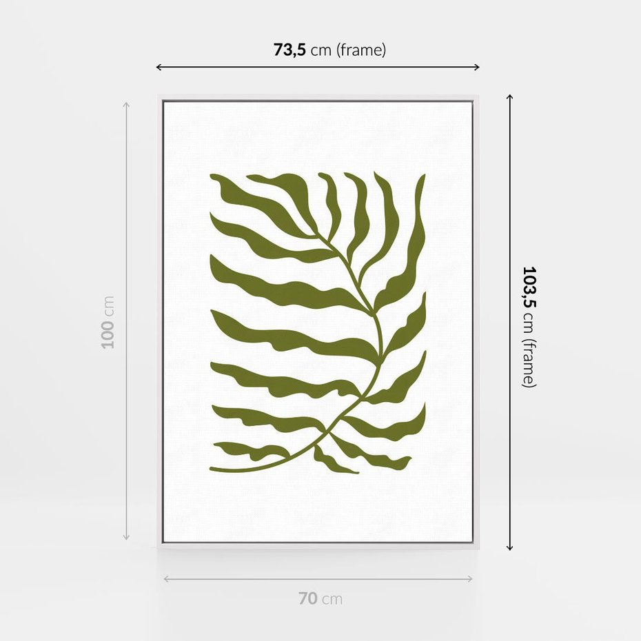 Obraz w ramie 70x100 - Rytmy Chaosu - roślina, gałązka - rama biała